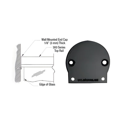 CRL Matte Black 300 Series Wall Mount End Cap