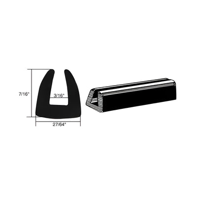 CRL Glass and Acrylic Setting Rubber Channel 3/16" Material - 27/64" Base Width