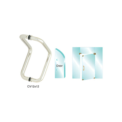 CRL Brushed Stainless 12" Glass Mounted Back-to-Back Elbow Style Pull Handle