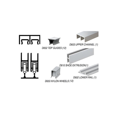 CRL Brite Anodized Track Assembly D603 Upper and D602 Lower Track With Nylon Wheels