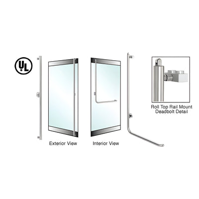 CRL-Blumcraft® Brushed Stainless Left Hand Reverse Roll Top Rail Mount Cylinder/Thumbturn "F" Exterior Top Securing Deadbolt Handle