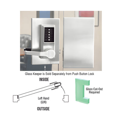 CRL Satin Anodized 6" x 10" LH Center Push Button Lock with Housing