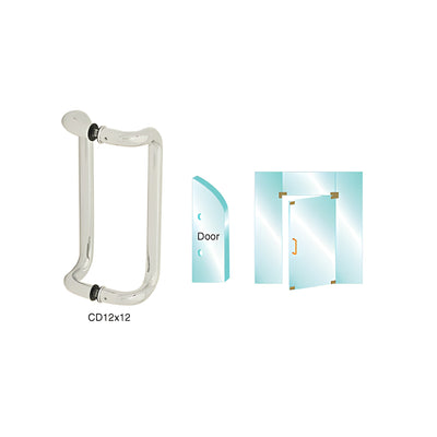 CRL Brushed Stainless 12" Glass Mounted Offset Pull Handle