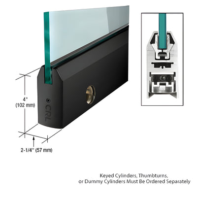 CRL Matte Black 1/2" Glass 4" Tapered Door Rail With Lock - Custom Length