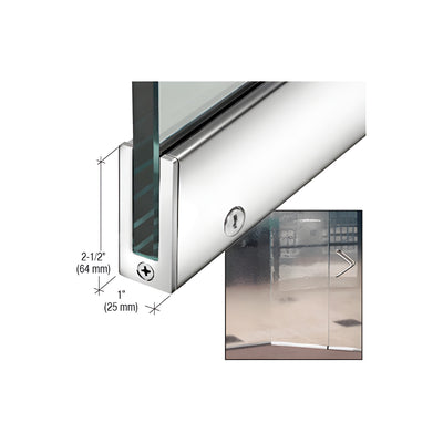 CRL Polished Stainless 2-1/2" RH from Outside Tall Slender Profile Door Rail With Lock Custom Length