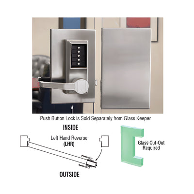 CRL Brushed Stainless 6" x 10" LHR Center Push Button Lock With Housing