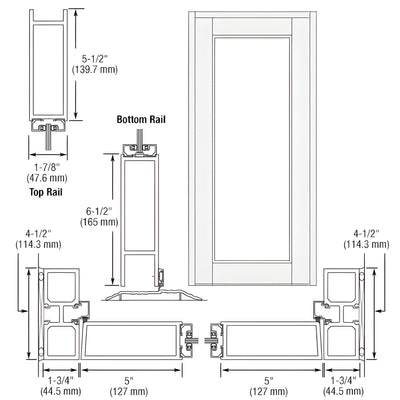 CRL-U.S. Aluminum White KYNAR® Paint Blank Single Series 850 Durafront Wide Stile Offset Hung Entrance Door- No Prep