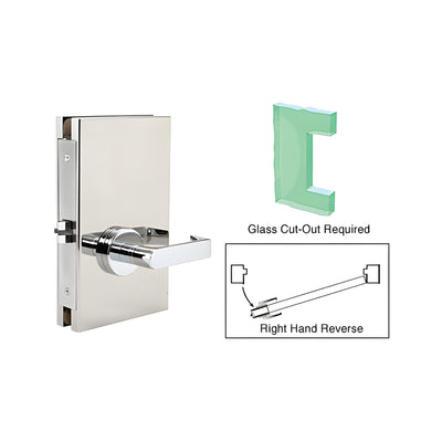 CRL Polished Stainless 6" x 10" RHR Center Lock With Deadlatch in Passage Lock Function