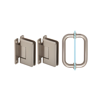 CRL Brushed Nickel Pinnacle Shower Pull and Hinge Set