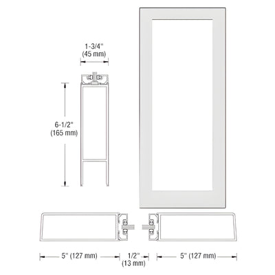 CRL-U.S. Aluminum White KYNAR® Paint Custom Size Single Blank 550 Wide Offset Hung Entrance Door - No Prep