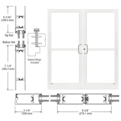 CRL-U.S. Aluminum White KYNAR® Paint Pair 72" x 84" Series 400T Medium Stile Gear Hinge Entrance Door