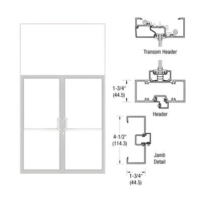 CRL-U.S. Aluminum Custom Sized White KYNAR® Paint Series 450 Open Back Butt Hinge Transom Frame Complete (2FT)