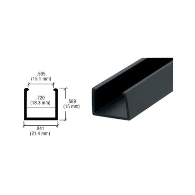 CRL Black 1/2" Plastic U-Channel - 12' Long