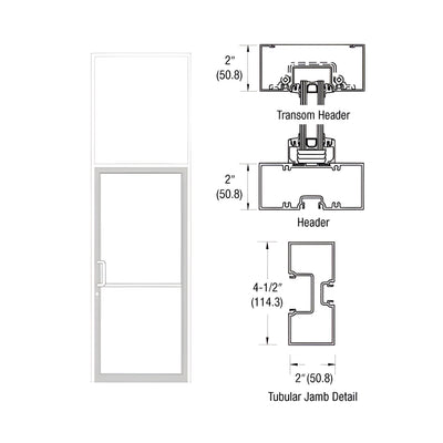 CRL-U.S. Aluminum Custom Size White KYNAR® Paint Series 451 Tubular Butt Hinge Transom Frame Complete (1FT)