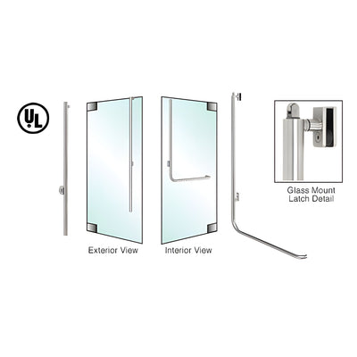 CRL-Blumcraft® Brushed Stainless Left Hand Reverse Glass Mount Retainer Plate "LS" Exterior, Top Securing Panic Handle