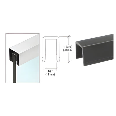 CRL Black Rigid 1/2" U-Channel Cap Rail Vinyl - 120"