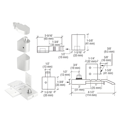 CRL Aluminum Offset Left Hand Pivot Set with 1/8" Recess