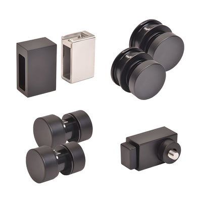 CRL Matte Black Replacement Rollers, Fixed Panels, Wall Bracket & Stopper for Cavoli Sliding Shower Door System