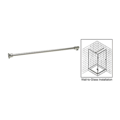 CRL Polished Nickel Frameless Shower Door Fixed Panel Wall-To-Glass Support Bar for 3/8" to 1/2" Thick Glass