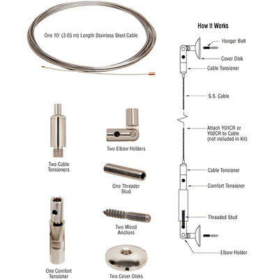 CRL Wall-Mounted Vertical Cable Railing Kit - Stainless Steel