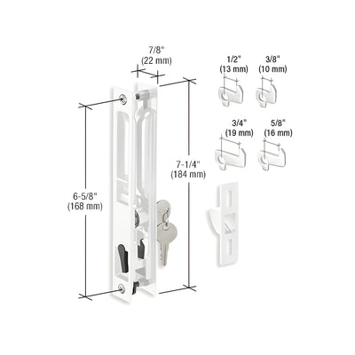 CRL White Keyed Flush Mount Handle Set 6-5/8" Screw Holes with 4 Hook Assortment