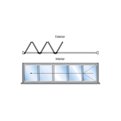 CRL Satin Anodized Palisades S90 Bi-Fold 5 Panel Left Hand Exterior Swing with Raised Sill
