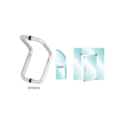 CRL Polished Stainless 12" Glass Mounted Back-to-Back Elbow Style Pull Handle