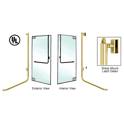 CRL-Blumcraft® Satin Brass Left Hand Reverse Glass Mount Keyed Access "D" Exterior, Top Securing Panic Handle