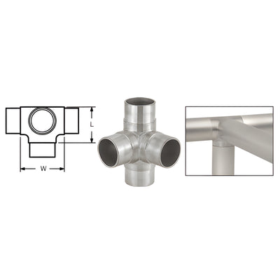CRL Brushed Stainless Side Outlet Tee for 2" Tubing