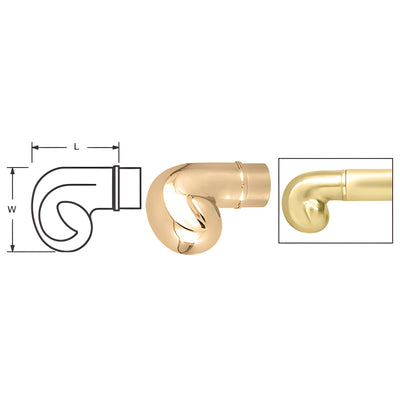 CRL Polished Brass End Scroll for 1-1/2" Tubing