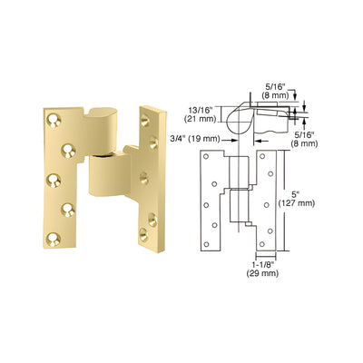 Rixson® Polished Brass Right Hand 3/4" Offset Intermediate Pivot