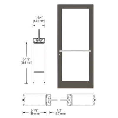 CRL-U.S. Aluminum Bronze Black Anodized Custom Single Series 400 Medium Stile Center Pivot Entrance Door for Overhead Concealed Door Closer