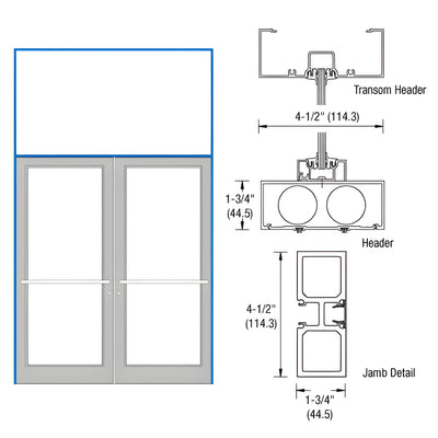 CRL-U.S. Aluminum Custom KYNAR® Paint 75-1/2" x 126" Series DF800 Tubular Center Hung Transom Frame Complete (2FT)