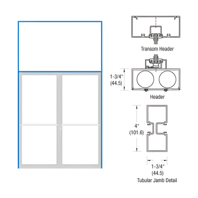 CRL-U.S. Aluminum Clear Anodized 75-1/2" x 126" 400 Series Transom Double Door Frame for Center Hung OHCC