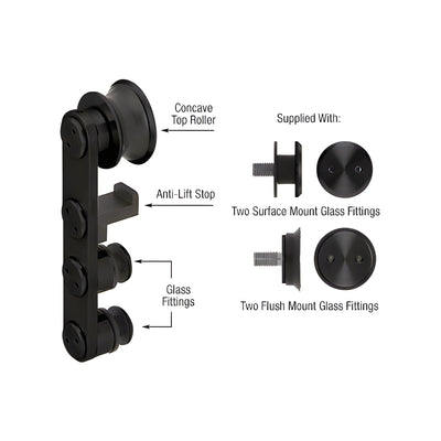 CRL Matte Black Laguna Anti-Lift Top Roller
