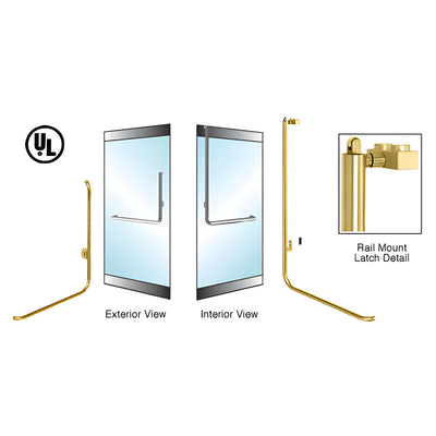 CRL-Blumcraft® Satin Brass Left Hand Reverse Rail Mount Keyed Access "B" Exterior Top Securing Panic Handle