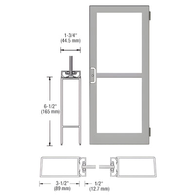 CRL-U.S. Aluminum Clear Anodized 400 Series Medium Stile (RHR) HRSO Single 3'0 x 7'0 Offset Hung with Butt Hinges for Surf Mount Closer Complete Panic Door with Std. Panic and Bottom Rail