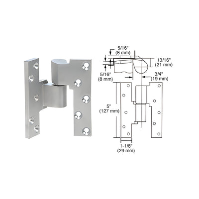 Rixson® Satin Chrome Left Hand 3/4" Offset Intermediate Pivot