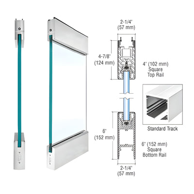 CRL Brushed Stainless Type 5 Standard SPS with 4" Square Rail on the Top and 6" Square Rail on the Bottom
