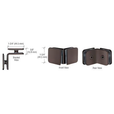 CRL Oil Rubbed Bronze 90 Degree Traditional Style Glass-to-Glass Clamp
