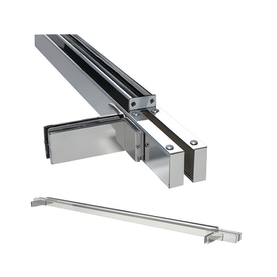 CRL Brushed Stainless Double Narrow Floating Header with Walking Beam Pivots and Support Fins - Custom for 3/4" Glass