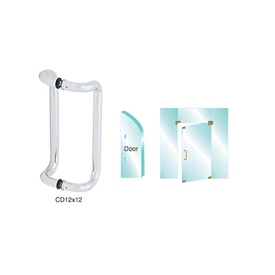 CRL Polished Stainless 12" Glass Mounted Offset Pull Handle