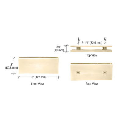 CRL Polished Brass Square 180 Degree Glass-to-Glass Clamp