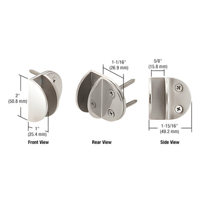CRL Polished Stainless Wall Mount Round Mall Front Clamp