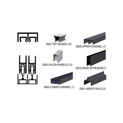 CRL Flat Black Deluxe Track Assembly D603 Upper and D601 Rail with Nylon Wheels