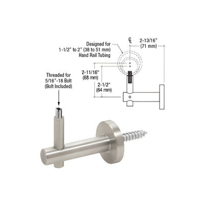 CRL Brushed Stainless Coastal Series Wall Mounted Hand Rail Bracket