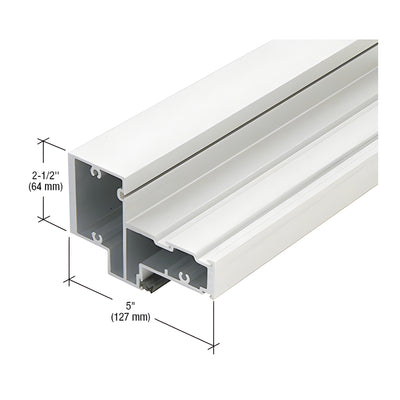 CRL-U.S. Aluminum White KYNAR® Paint Transom Door Header for 9/16" Glass and Surface Closer - 24'-2"