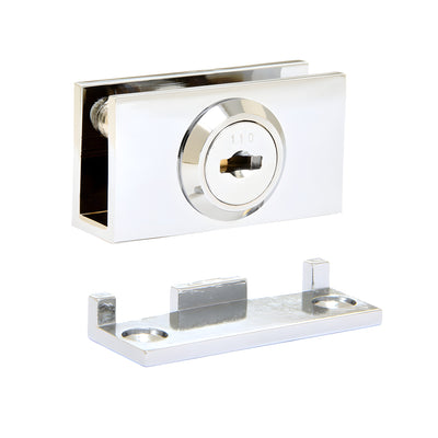 CRL Chrome Cam Lock with Stop Plate for 1/4" or 3/8" Glass - Randomly Keyed