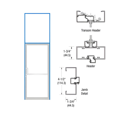 CRL-U.S. Aluminum Clear Anodized Left Hand Transom Frame Open Back for Single Door Prepped for Pair Butt Hinges