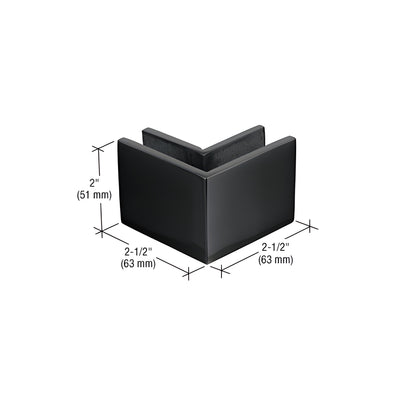 CRL 2-1/2" x 2" Matte Black 90º Outside Corner Mall Front Clamp